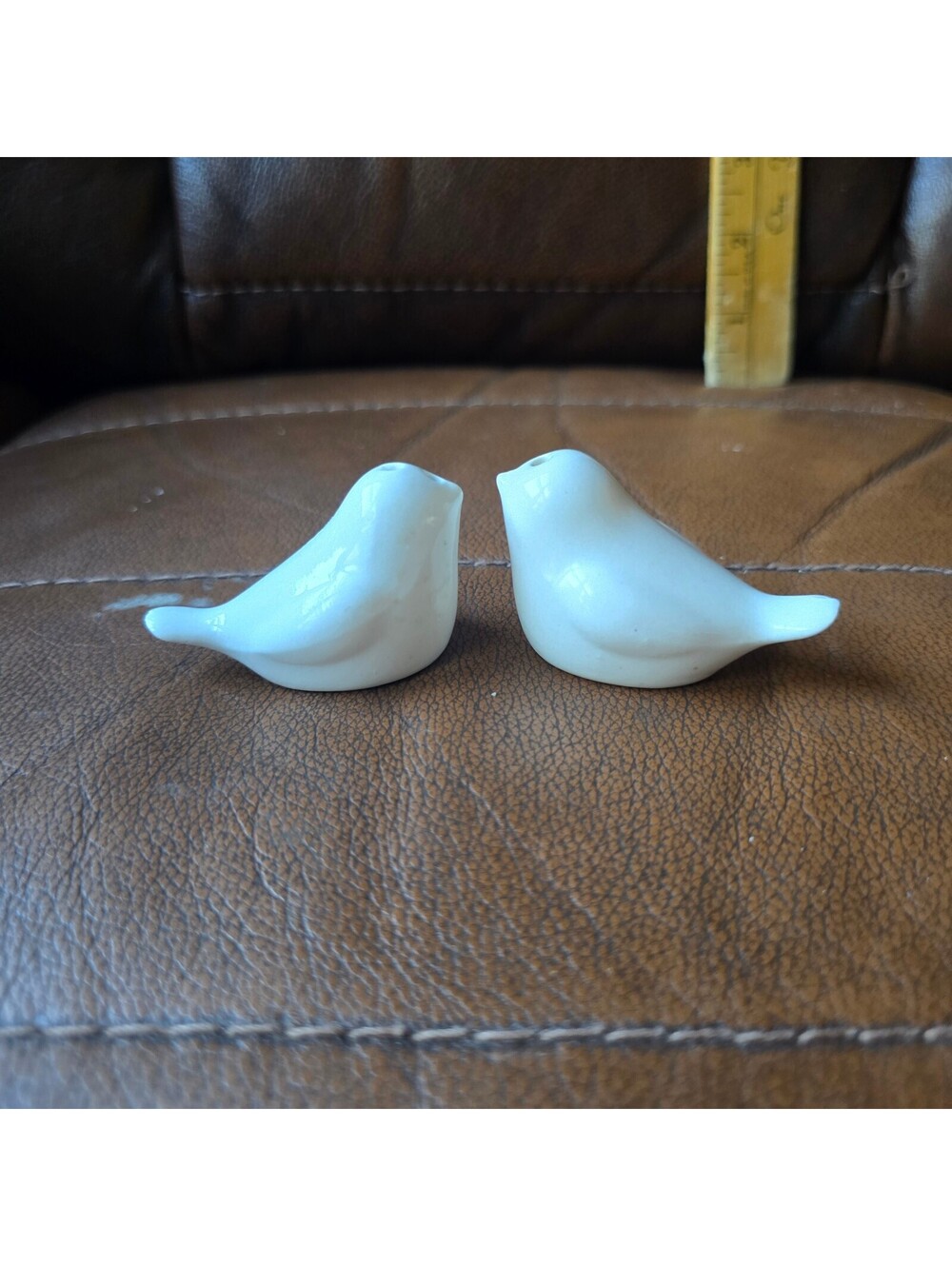 Mini White Ceramic Bird Salt and Pepper Shakers Set Vintage Farmhouse Lovebirds